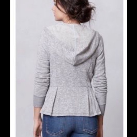 Anthropologie Saturday Sunday Peplum Heather Gray Hoodie Zip Up - Picture 2 of 6